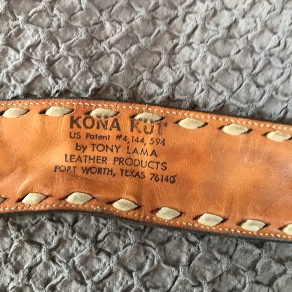 Vintage custom leather and velvet belt by Tony Lama. Size 32 - Picture 5 of 10